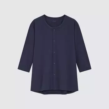 Футболка Uniqlo AIRism с открытым передом и круглым вырезом, темно-синий