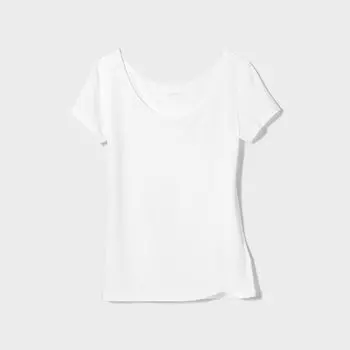 Футболка Uniqlo Airism с U-образным вырезом и короткими рукавами, белый