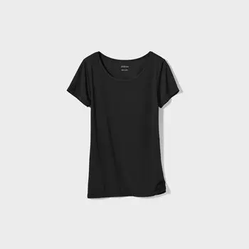 Футболка UNIQLO Airism с U-образным вырезом, черный
