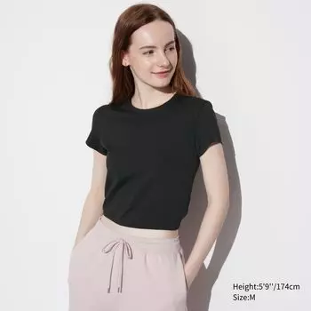 Футболка Uniqlo Airism укороченная, черный