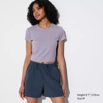 Футболка Uniqlo Airism укороченная, фиолетовый