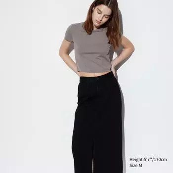 Футболка Uniqlo Airism укороченная, коричневый
