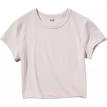 Футболка Uniqlo Airism укороченная, светло-бежевый