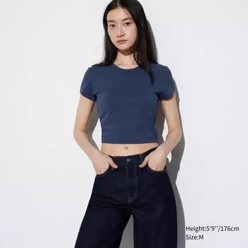 Футболка Uniqlo Airism укороченная, темно - синий