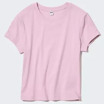 Футболка Uniqlo Cropped Fit Short Sleeved, светло-розовый