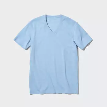 Футболка Uniqlo Dry V-neck, голубой