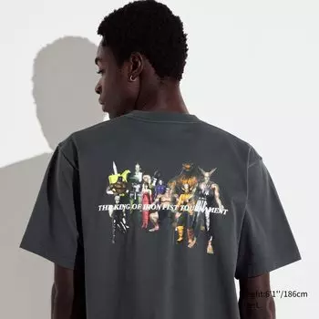 Футболка Uniqlo Fighting Game Legends Tekken с коротким рукавом и рисунком, темно-серый