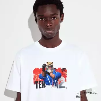 Футболка Uniqlo Fighting Game Legends Tekken с коротким рукавом и рисунком, белый