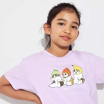 Футболка UNIQLO Girls Mofusand Fruit Paradise Ut, светло-фиолетовый