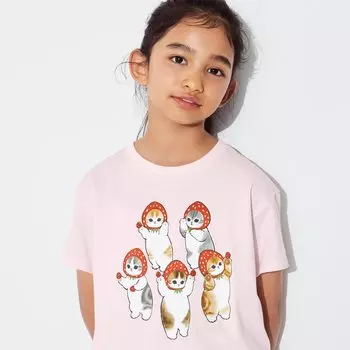 Футболка UNIQLO Girls Mofusand Fruit Paradise Ut, розовый