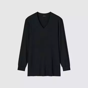 Футболка Uniqlo Heattec с V-образным вырезом, черный