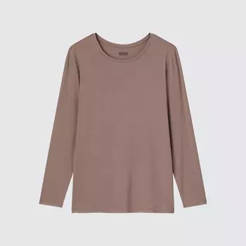 Футболка Uniqlo Heattech с длинным рукавом, коричневый