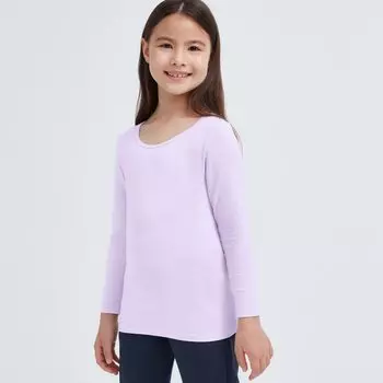 Футболка UNIQLO Heattech с U-образным вырезом, светло-фиолетовый