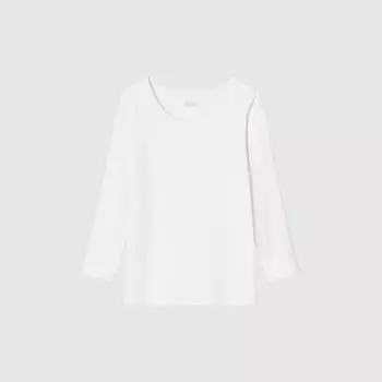 Футболка UNIQLO Heattech с U-образным вырезом, белый