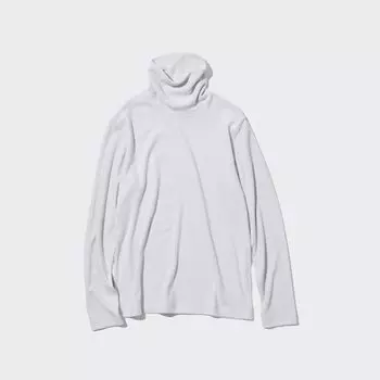 Футболка Uniqlo Heattech с высоким воротником и длинными рукавами, светло - серый