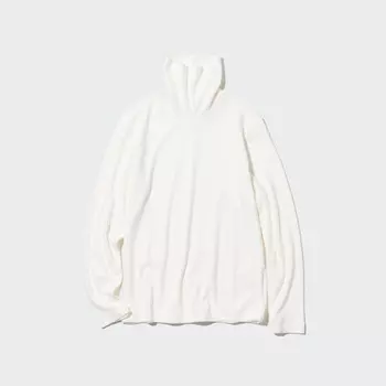 Футболка Uniqlo Heattech с высоким воротником и длинными рукавами, молочный