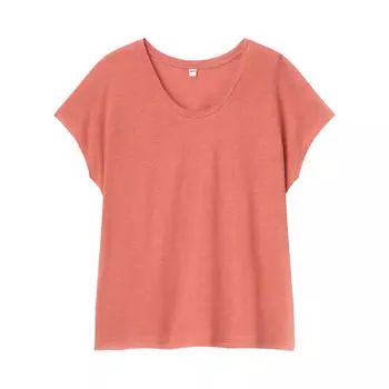 Футболка Uniqlo Linen Blend French Sleeve, оранжевый