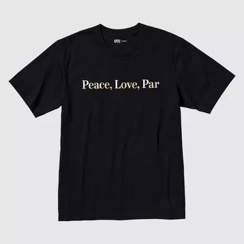 Футболка Uniqlo Peace For All Adam Scott с коротким рукавом и рисунком, черный
