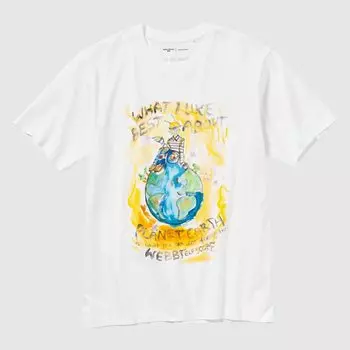 Футболка Uniqlo Peace For All Francesco Risso с графикой, белый