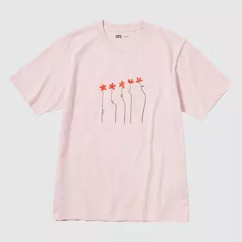Футболка Uniqlo Peace For All Hana Tajima с коротким рукавом, розовый