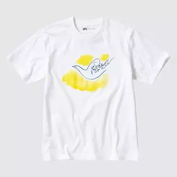 Футболка Uniqlo Peace For All Ines de La Fressange с коротким рукавом и рисунком, белый