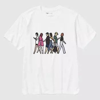 Футболка Uniqlo Peace For All Julian Opie с графикой, белый