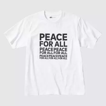 Футболка Uniqlo Peace For All Kashiwa Sato с коротким рукавом и рисунком, белый