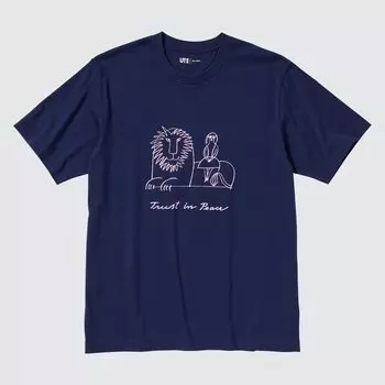 Футболка Uniqlo Peace For All Lisa Larson, темно-синий