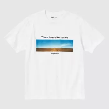 Футболка Uniqlo Peace For All Wim Wenders с коротким рукавом и рисунком, белый