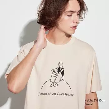 Футболка Uniqlo Peace For All Yu Nagaba с графикой, естественный