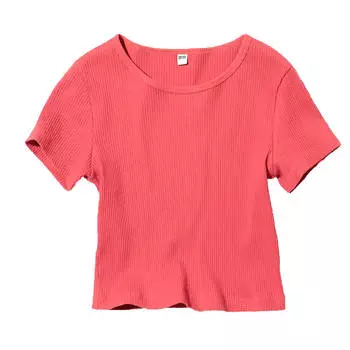 Футболка Uniqlo Ribbed Cropped, красный