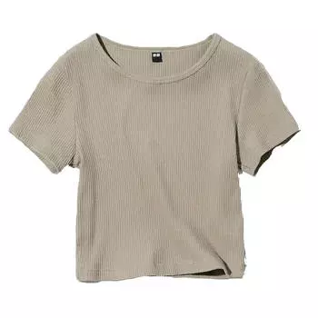 Футболка Uniqlo Ribbed Cropped, зелёный