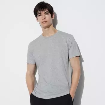 Футболка Uniqlo с коротким рукавом и круглым вырезом, серый