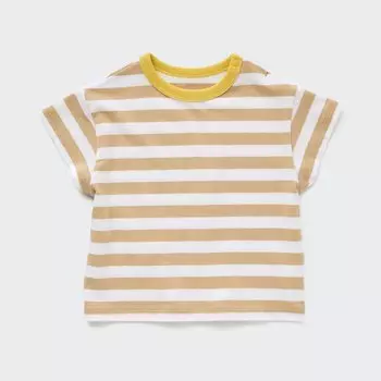 Футболка UNIQLO с круглым вырезом и коротким рукавом, бежевый