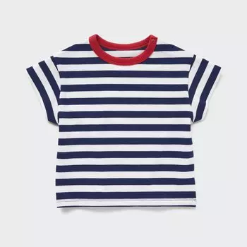 Футболка UNIQLO с круглым вырезом и коротким рукавом, темно-синий