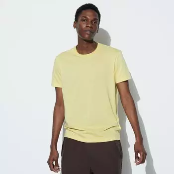 Футболка Uniqlo с круглым вырезом и короткими рукавами, желтый