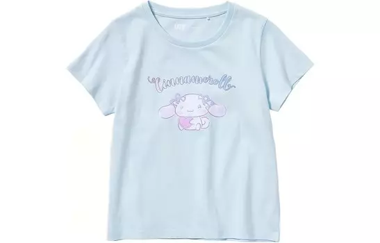 Футболка Uniqlo Sanrio с принтом и короткими рукавами, светло-голубой