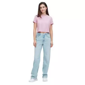 Футболка Uniqlo Slub Cotton Cropped Short Sleeved, розовый