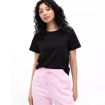 Футболка Uniqlo Supima Cotton Crew Neck Short Sleeved, черный