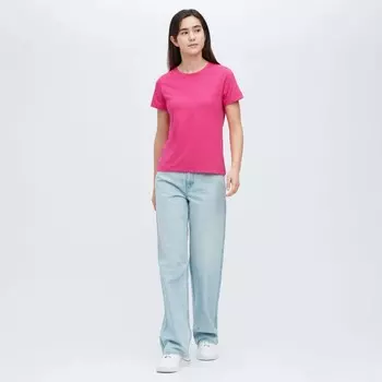 Футболка Uniqlo Supima Cotton Crew Neck Short Sleeved, розовый