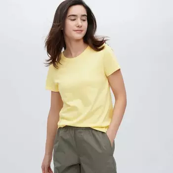 Футболка Uniqlo Supima Cotton Crew Neck Short Sleeved, желтый