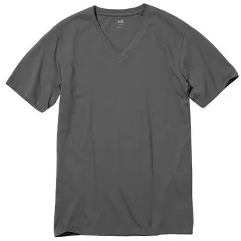 Футболка Uniqlo Supima Cotton V-Neck Short-Sleeve, серый