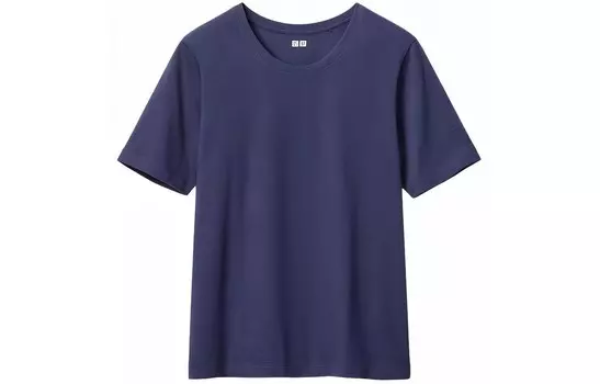 Футболка Uniqlo Supima из хлопка, белыйтемно-синий
