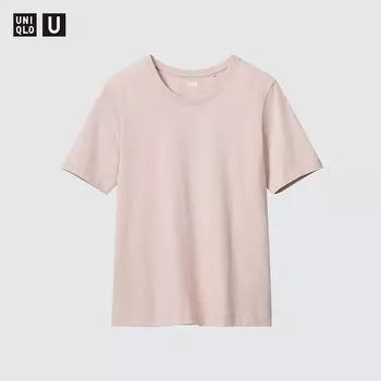 Футболка Uniqlo Supima из хлопка, розовый