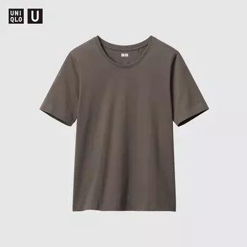 Футболка Uniqlo Supima из хлопка, темно-коричневый