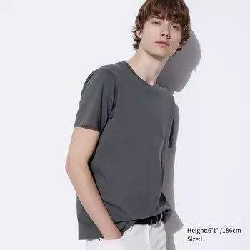 Футболка Uniqlo Supima с короткими рукавами, серый