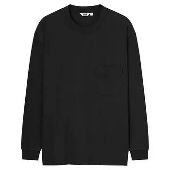 Футболка Uniqlo U Crew Neck Long Sleeved, черный