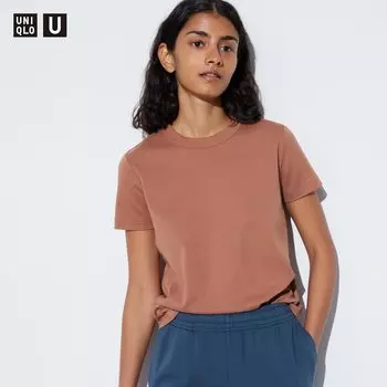 Футболка Uniqlo U-образной формы, коричневый
