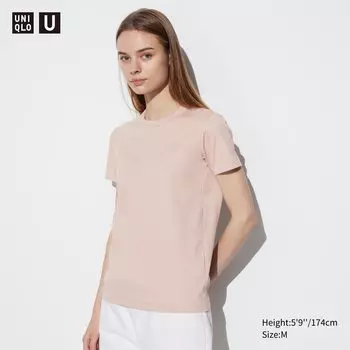 Футболка Uniqlo U-образной формы, розовый