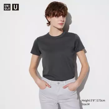 Футболка Uniqlo U-образной формы, темно-серый